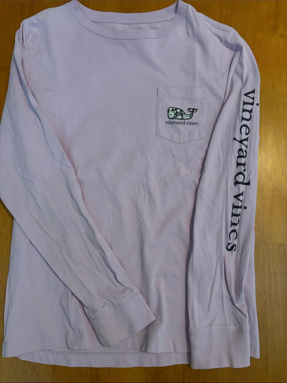 Vineyard Vines Light Lavender Long-Sleeve Pocket Tee with Sleeve Logo
